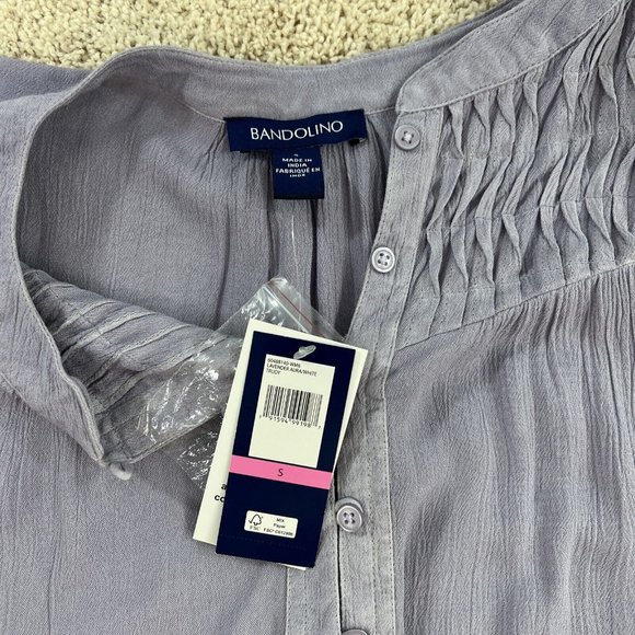 Bandolino Womens Top S Purple White Trudy Blouse Peasant Tab Sleeve NWT - Picture 15 of 16